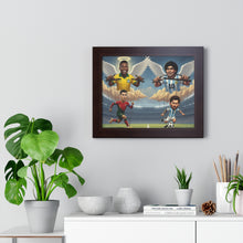 Cargar imagen en el visor de la galería, Messi, Ronaldo, Pele and Maradona — Iconic Football Legends Caricature (Angels & Players) Wall Art