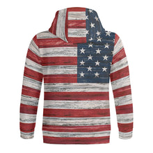 将图片加载到图库查看器,USA Flag Streetwear Adult Full Zip Turtleneck Hoodie