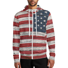 将图片加载到图库查看器,USA Flag Streetwear Adult Full Zip Turtleneck Hoodie