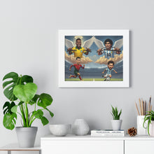 Cargar imagen en el visor de la galería, Messi, Ronaldo, Pele and Maradona — Iconic Football Legends Caricature (Angels & Players) Wall Art