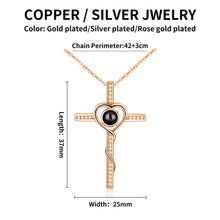 Cargar imagen en el visor de la galería, Collar con colgante de cruz de proyección fotográfica de búfalo
