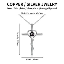 Cargar imagen en el visor de la galería, Collar con colgante de cruz de proyección fotográfica de búfalo