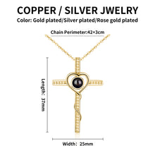 Cargar imagen en el visor de la galería, Collar con colgante de cruz de proyección fotográfica de búfalo