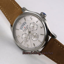 将图片加载到图库查看器,42 毫米白色表盘动力储存蓝宝石玻璃自动男士手表