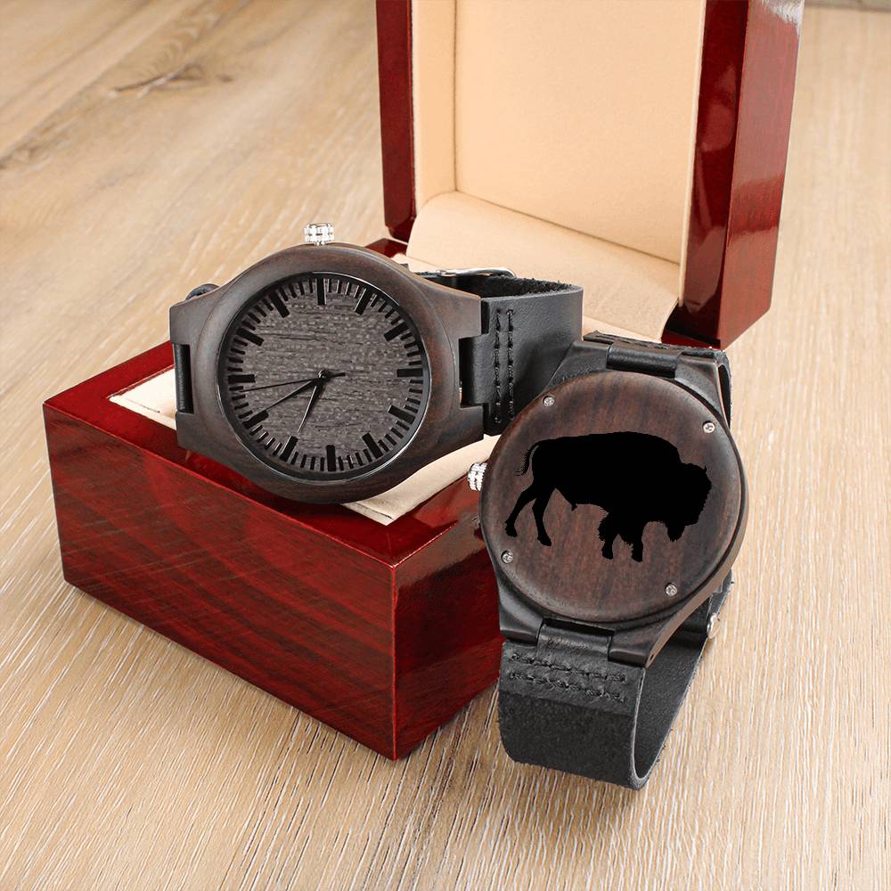 Buffalo Sandalwood and Leather Strap Watch