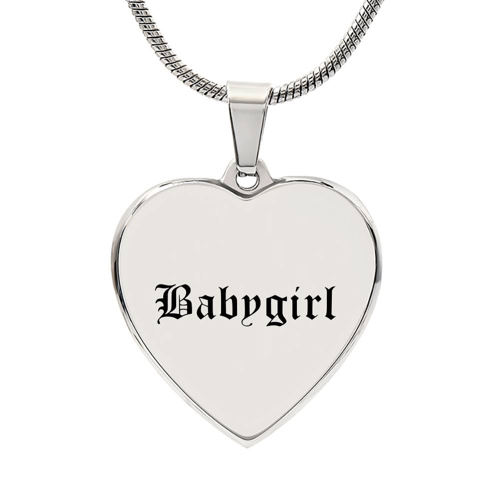 Baby Girl Engraved Heart Necklace