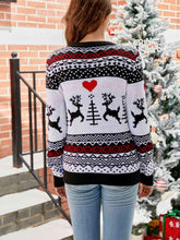 Load image into Gallery viewer, White Reindeer and Tree Christmas Sweater
