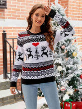 Load image into Gallery viewer, White Reindeer and Tree Christmas Sweater
