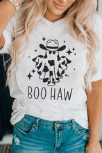 Load image into Gallery viewer, V-Neck Short Sleeve BOO HAW Ghost Graphic T-Shirt