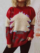 Load image into Gallery viewer, Tree & Reindeer Round Neck Christmas Sweater