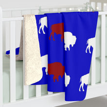 Cargar imagen en el visor de la galería, Manta polar Sherpa roja y blanca de búfalo