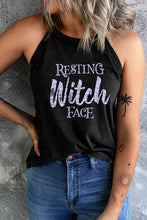 Load image into Gallery viewer, Round Neck RESTING WITCH FACE Graphic Tank Top