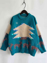 Load image into Gallery viewer, Tree &amp; Reindeer Round Neck Christmas Sweater
