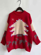 Load image into Gallery viewer, Tree & Reindeer Round Neck Christmas Sweater