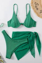 Load image into Gallery viewer, Ribbed High Cut Three-Piece Bathing Suit
