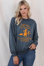 Load image into Gallery viewer, Round Neck Dropped Shoulder Witch Graphic Sweatshirt