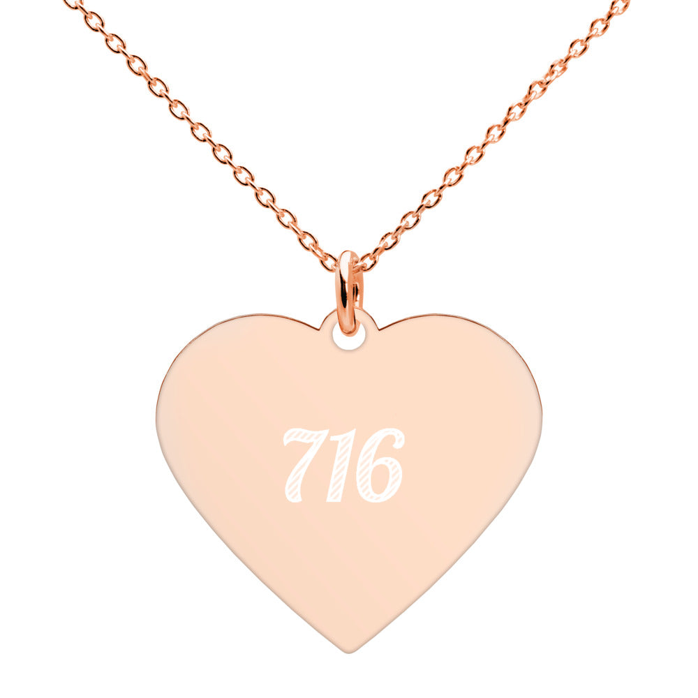 716 Engraved Silver Heart Necklace