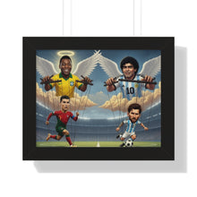 Cargar imagen en el visor de la galería, Messi, Ronaldo, Pele and Maradona — Iconic Football Legends Caricature (Angels &amp; Players) Wall Art
