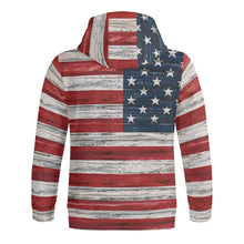 将图片加载到图库查看器，USA Flag Streetwear Adult Full Zip Turtleneck Hoodie
