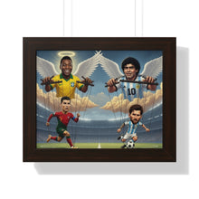 Cargar imagen en el visor de la galería, Messi, Ronaldo, Pele and Maradona — Iconic Football Legends Caricature (Angels &amp; Players) Wall Art
