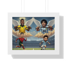 Cargar imagen en el visor de la galería, Messi, Ronaldo, Pele and Maradona — Iconic Football Legends Caricature (Angels &amp; Players) Wall Art
