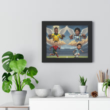 Cargar imagen en el visor de la galería, Messi, Ronaldo, Pele and Maradona — Iconic Football Legends Caricature (Angels &amp; Players) Wall Art
