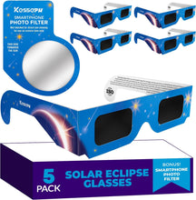 Load image into Gallery viewer, 2024 Total Solar Eclipse Glasses: Certified Safe Viewing with Bonus Photo Filter
