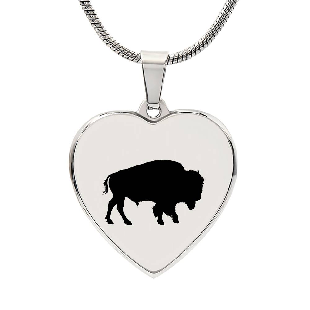 Collar de corazón grabado de búfalo