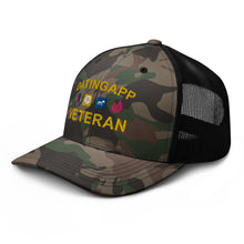 Load image into Gallery viewer, Dating App Veteran Camouflage Trucker Hat
