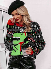 Cargar imagen en el visor de la galería, Suéter navideño de dinosaurio
