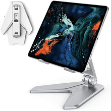 Cargar imagen en el visor de la galería, Metal Foldable Tablet Tabletop Vertical Stand with Adjustable Angle_0
