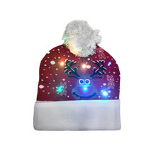 Cargar imagen en el visor de la galería, LED Christmas Theme Xmas Beanie Knitted Hat - Battery Operated_2
