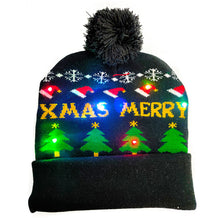 Cargar imagen en el visor de la galería, LED Christmas Theme Xmas Beanie Knitted Hat - Battery Operated_6
