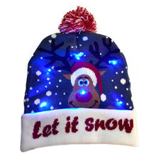 Cargar imagen en el visor de la galería, LED Christmas Theme Xmas Beanie Knitted Hat - Battery Operated_9
