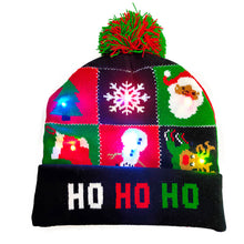 Cargar imagen en el visor de la galería, LED Christmas Theme Xmas Beanie Knitted Hat - Battery Operated_11
