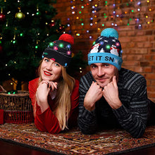 Cargar imagen en el visor de la galería, LED Christmas Theme Xmas Beanie Knitted Hat - Battery Operated_17
