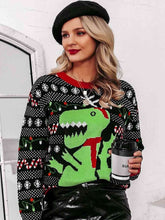 Cargar imagen en el visor de la galería, Suéter navideño de dinosaurio
