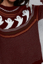 Cargar imagen en el visor de la galería, Suéter de manga larga con cuello redondo y estampado de fantasmas
