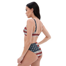 Load image into Gallery viewer, Rustic American Flag High-Waisted Bikini
