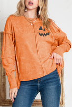 Load image into Gallery viewer, Round Neck Long Sleeve Jack-O&#39;-Lantern Graphic Blouse
