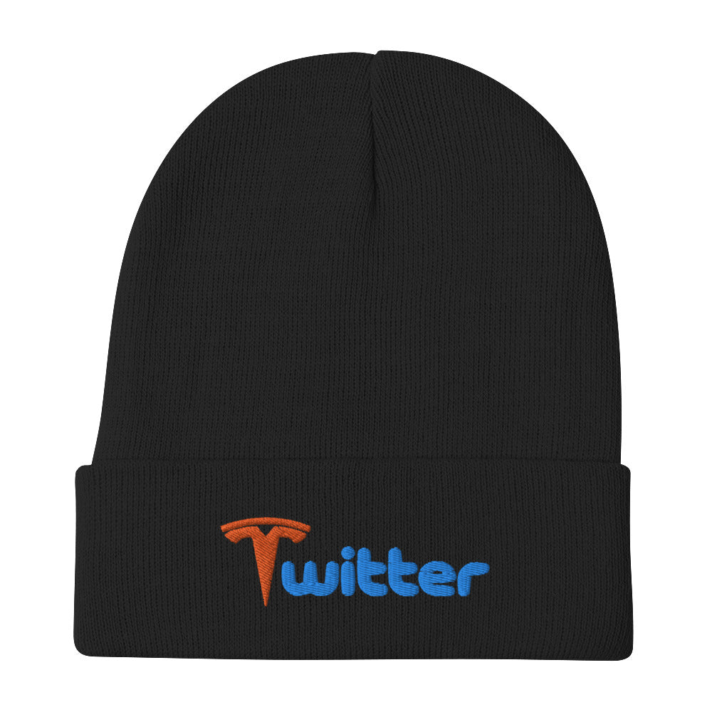 Tesla Twitter 刺绣毛线帽