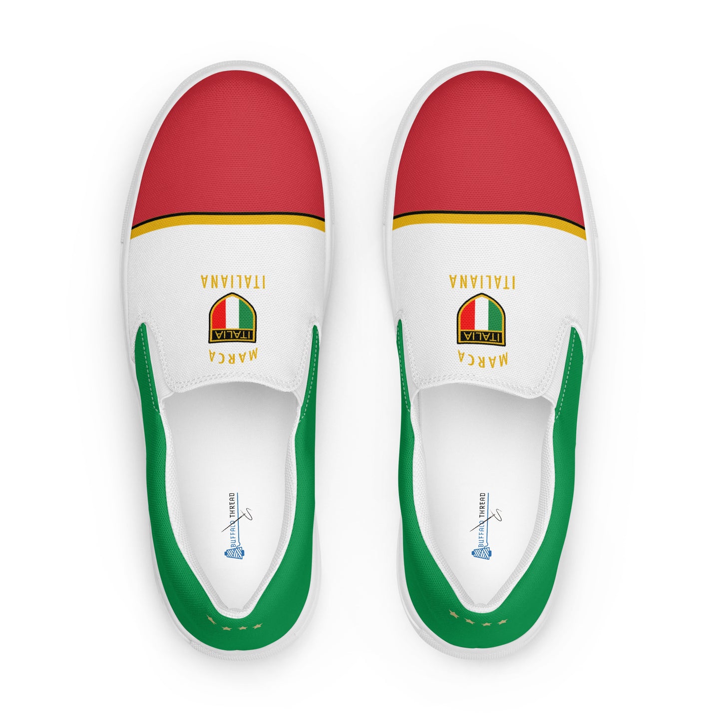 Mens Marca Italiana Italian Flag Slip On Canvas Shoes