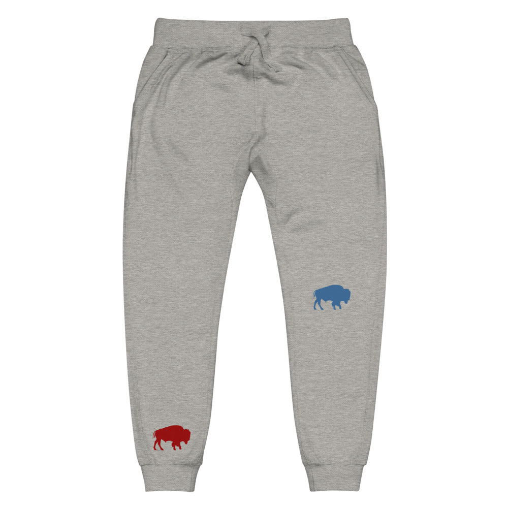 Pantalones deportivos de polar de búfalo rojos y blancos