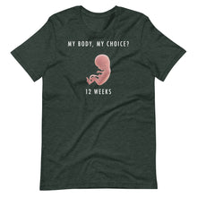 Load image into Gallery viewer, My Body My Choice Abortion 12 Weeks T-Shirt
